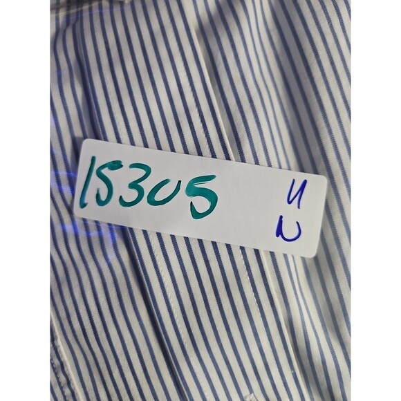Roundtree & Yorke Shirt Mens 16 1/2 35 Blue Striped‎ EZ Wash Gold Label Business - Picture 10 of 10